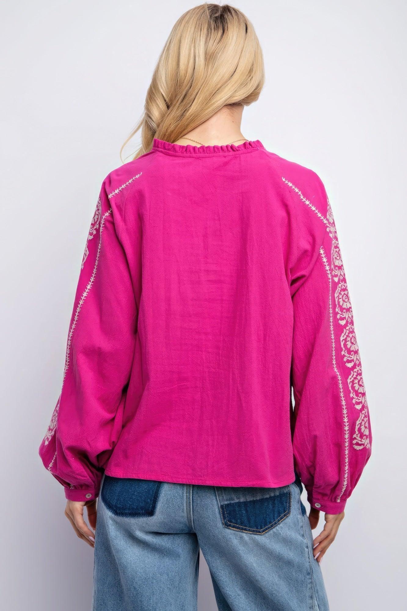 Linen Gauze Embroidered Top | Mixtshop LLC