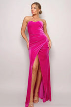 Strapless Sweetheart Maxi Velvet Dress | Mixtshop LLC