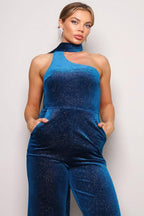 Scarf Top Glitter Velvet Jumpsuit | Mixtshop LLC