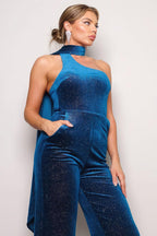 Scarf Top Glitter Velvet Jumpsuit | Mixtshop LLC