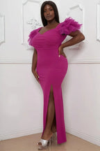 Mesh Tulle Shoulder Plus Size Maxi Dress | Mixtshop LLC