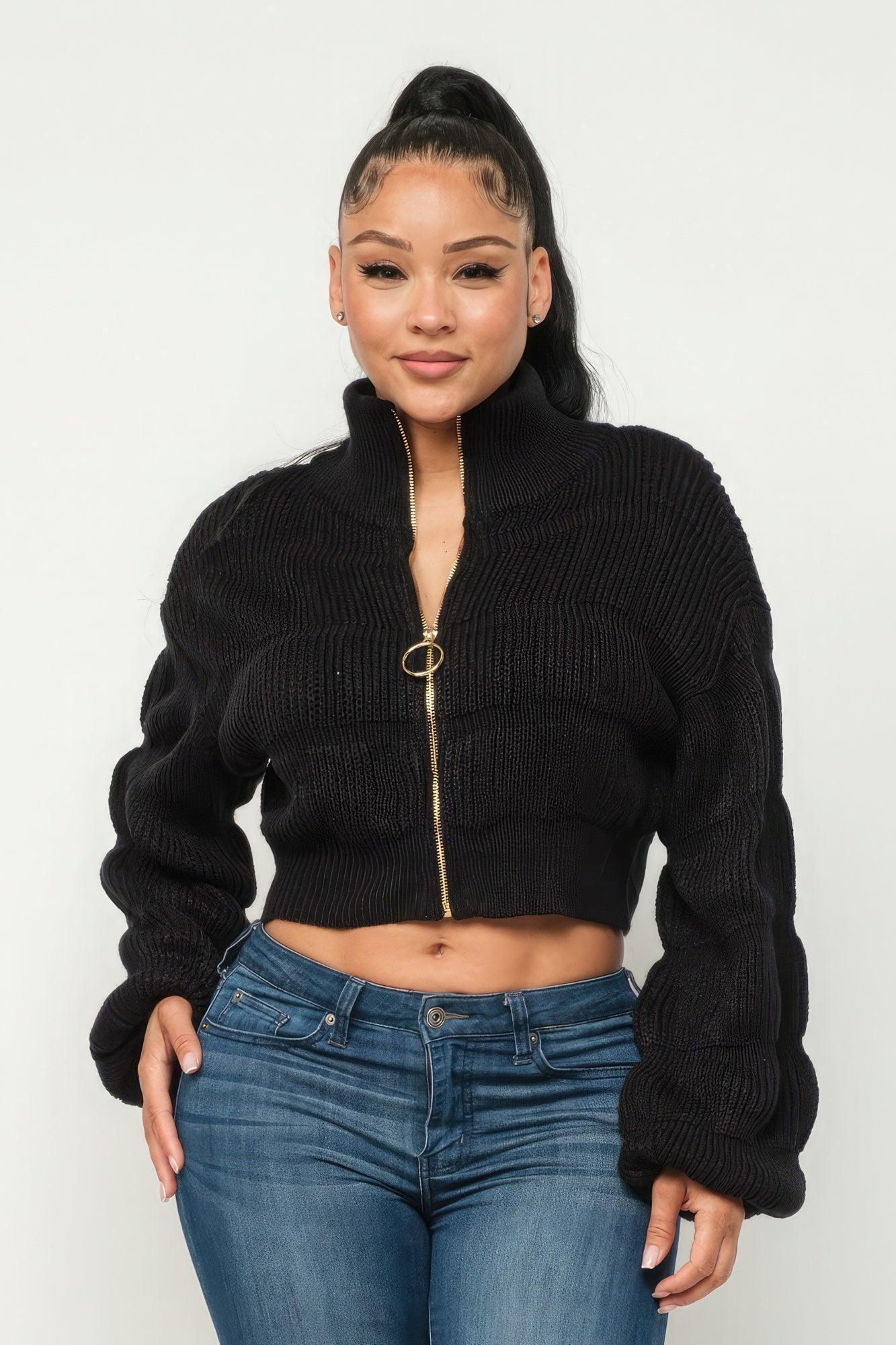 Michelin Sweater Top W/ Front Zipper | Mixtshop LLC Main image