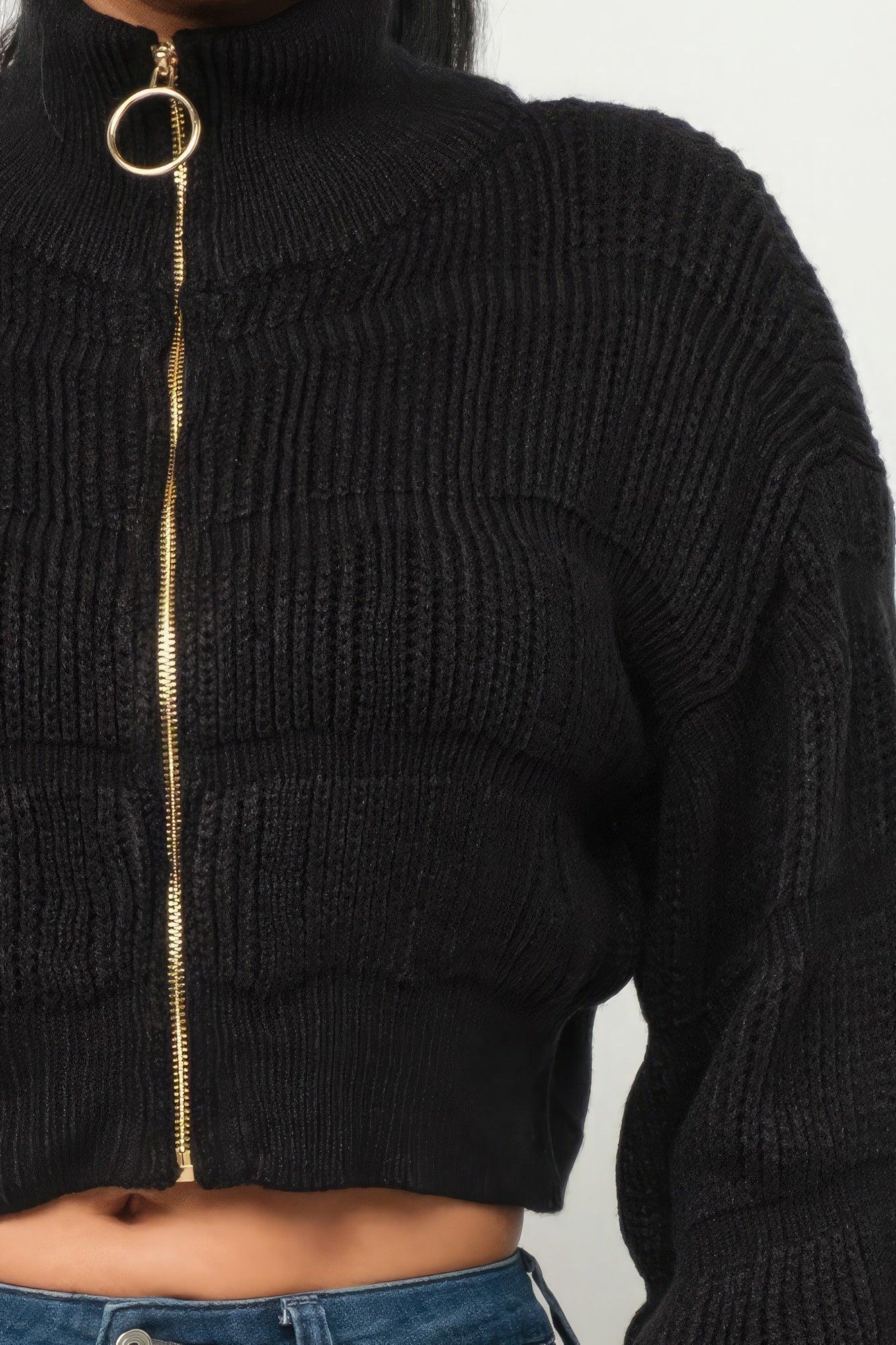 Michelin Sweater Top W/ Front Zipper | Mixtshop LLC