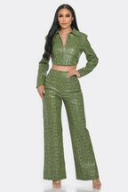 Faux Leather Set With Rhinestone Detail | Mixtshop LLC