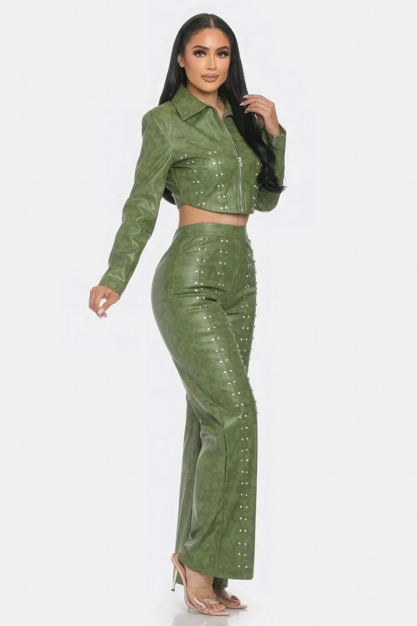 Faux Leather Set With Rhinestone Detail Secondary image