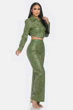 Faux Leather Set With Rhinestone Detail | Mixtshop LLC