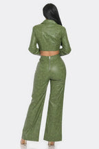 Faux Leather Set With Rhinestone Detail | Mixtshop LLC