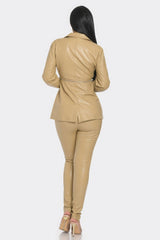 Pu Leather Zipper Pant Set | Mixtshop LLC
