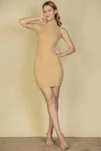 Ribbed Turtle Neck Sleeveless Bodycon Mini Dress | Mixtshop LLC
