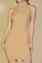 Ribbed Turtle Neck Sleeveless Bodycon Mini Dress | Mixtshop LLC