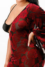 Velvet Flocking Jumpsuit/bell Sleeve | Mixtshop LLC