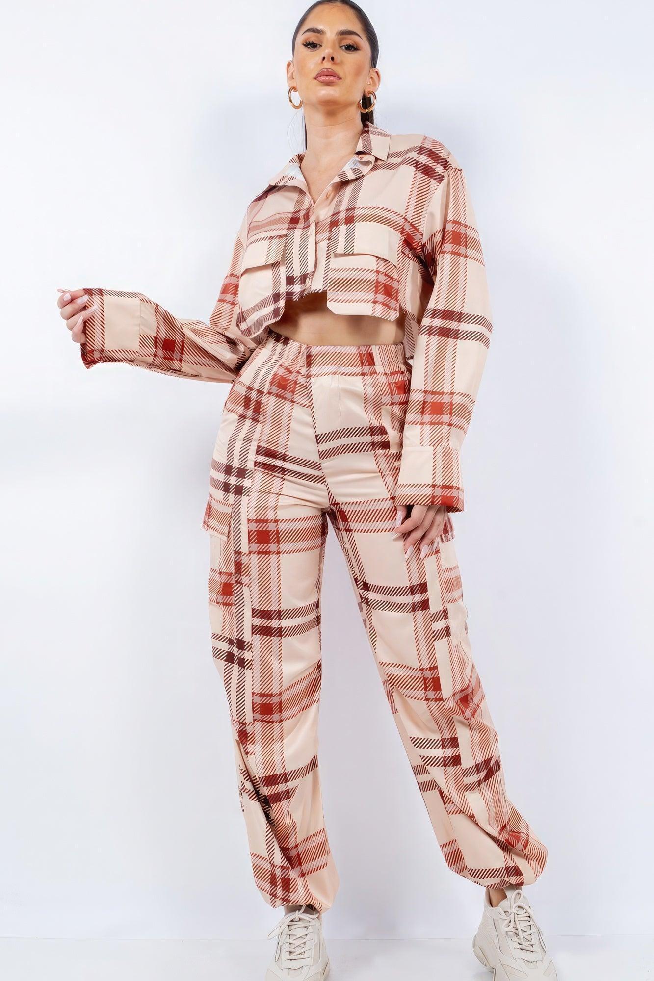 Cropped Shirt & Cargo Pants Set | Mixtshop LLC Main image