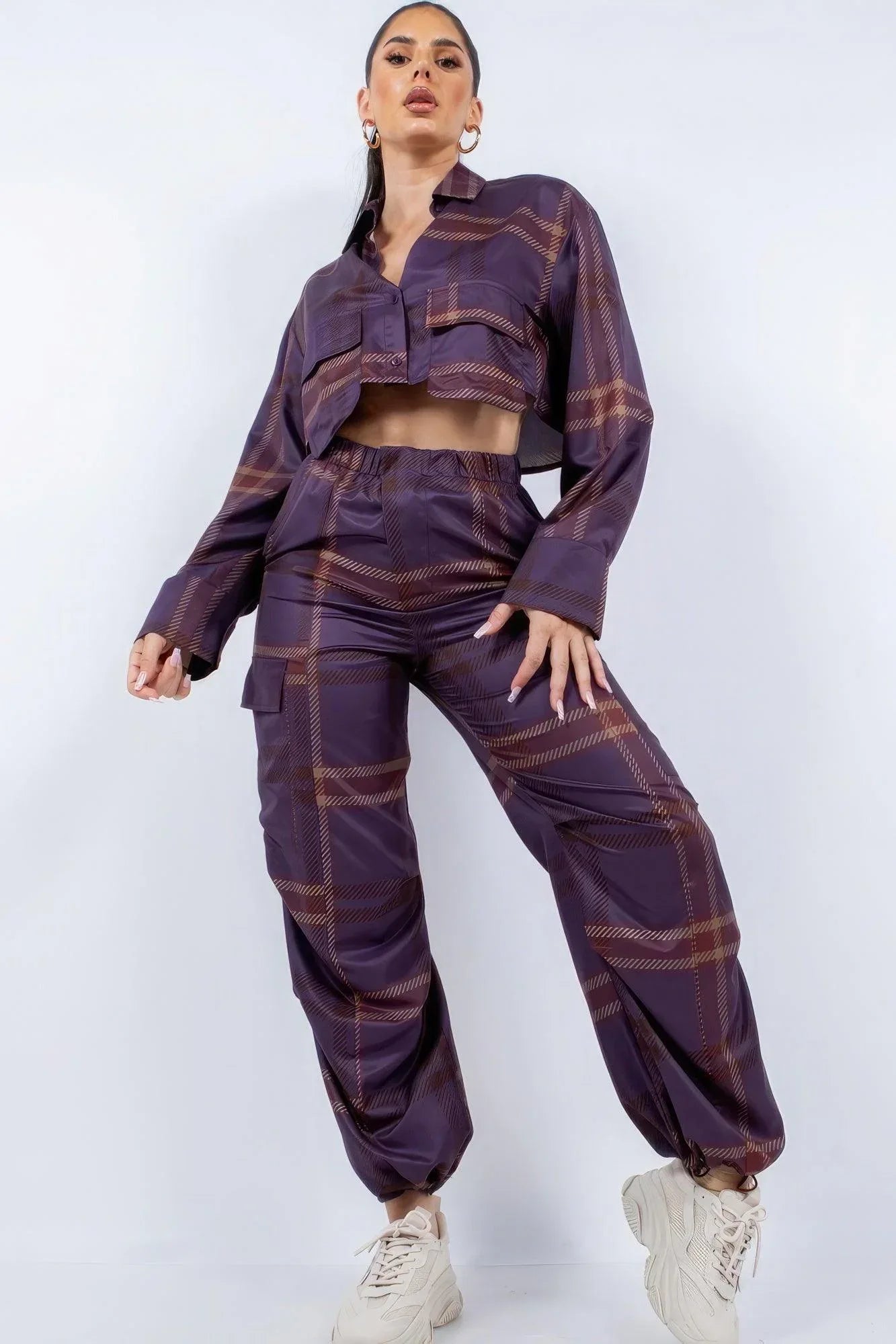 Cropped Shirt & Cargo Pants Set | Mixtshop LLC Main image