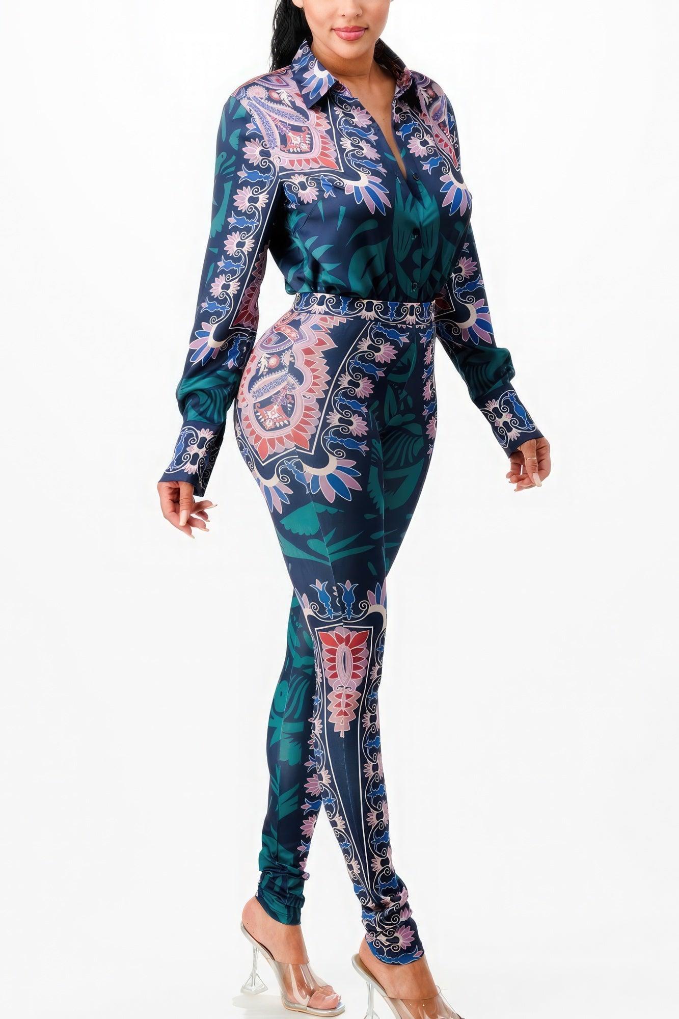 Shirt Blouse Top And Bottom Set | Mixtshop LLC