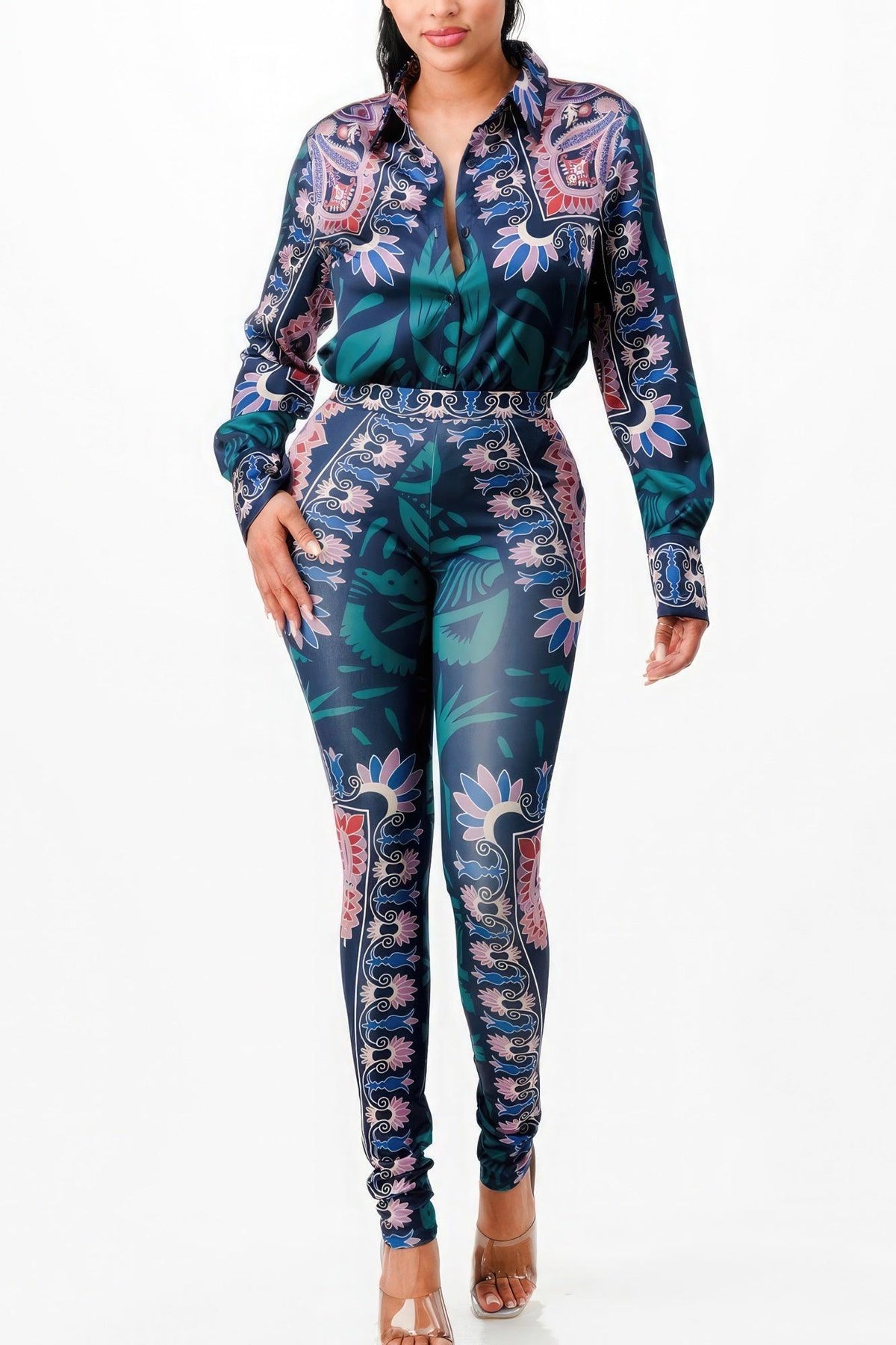 Shirt Blouse Top And Bottom Set | Mixtshop LLC