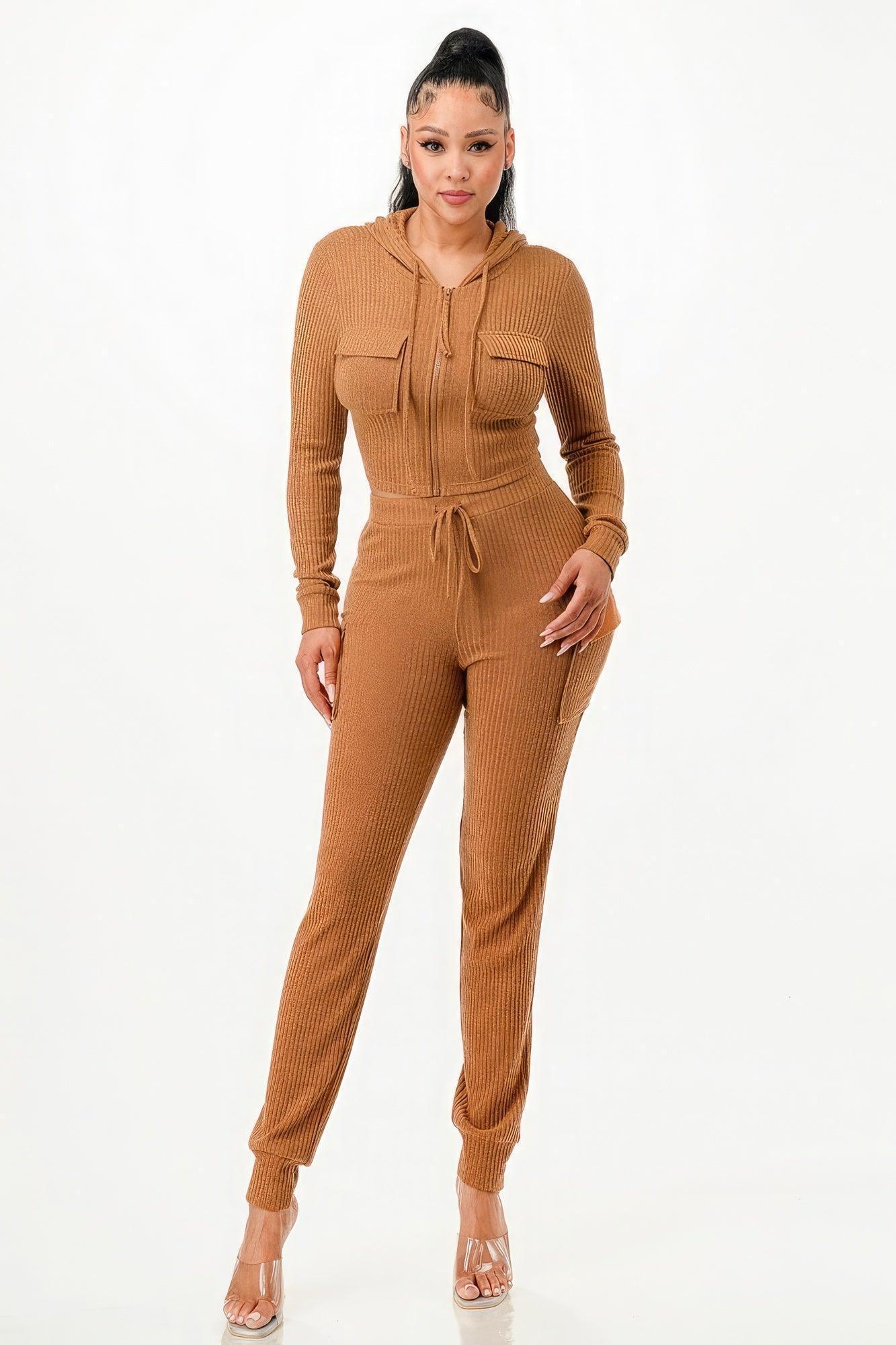 Rib Cargo Hoodie Set | Mixtshop LLC Main image