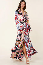 Color Block Printed V Neck Dress | Mixtshop LLC