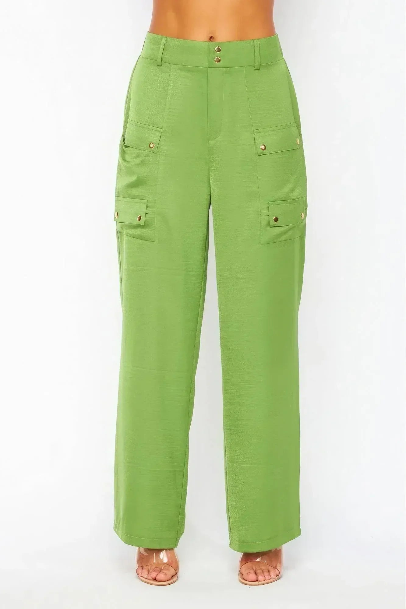 Satin Cargo Pocket Wide Leg Pants | Mixtshop LLC