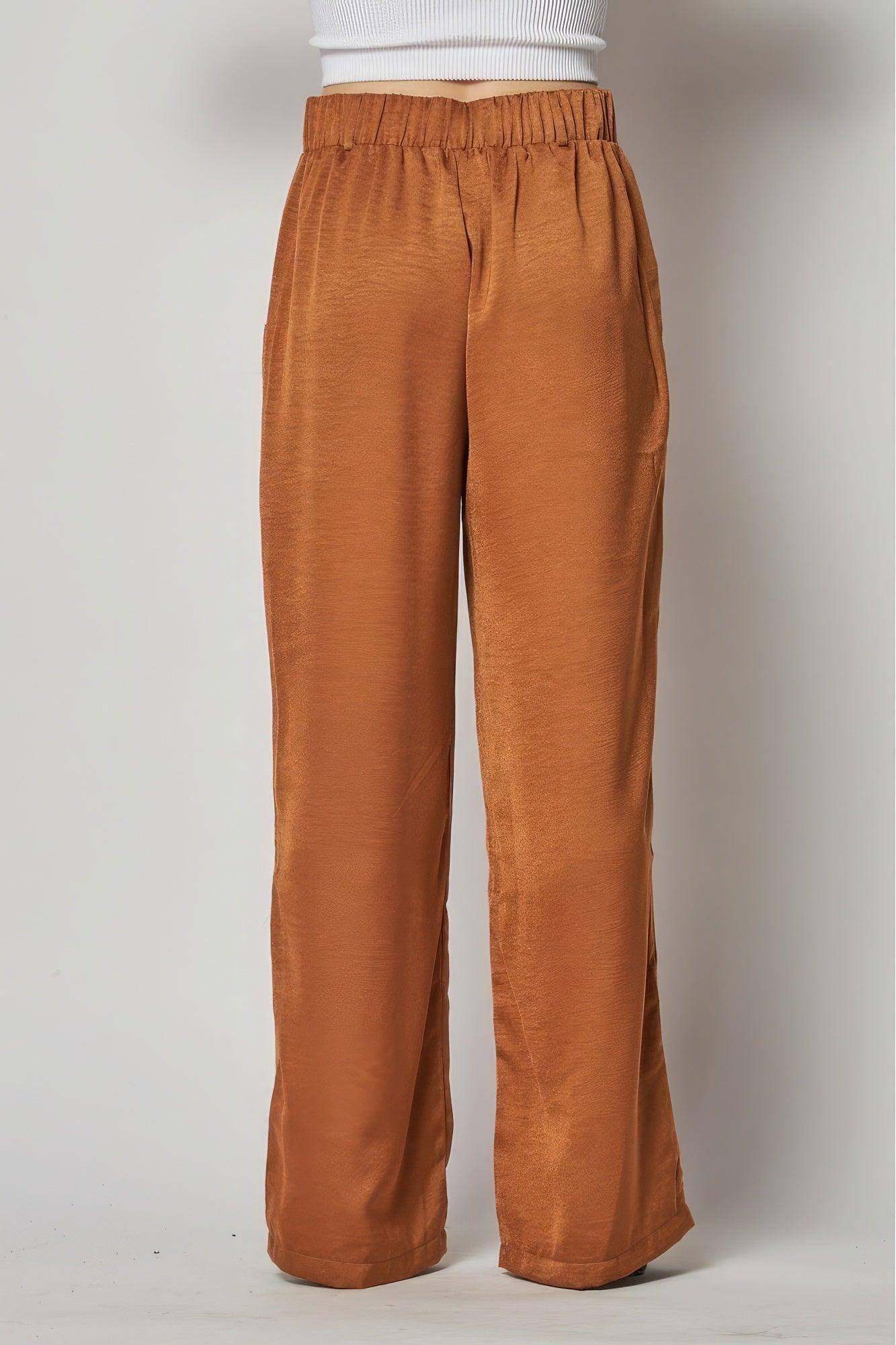 Satin Cargo Pocket Wide Leg Pants | Mixtshop LLC