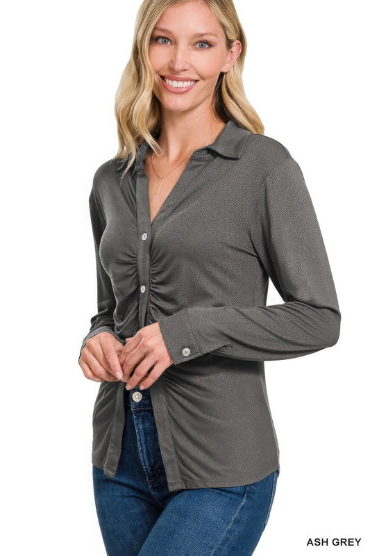 Stretchy Ruched Shirt | Mixtshop LLC