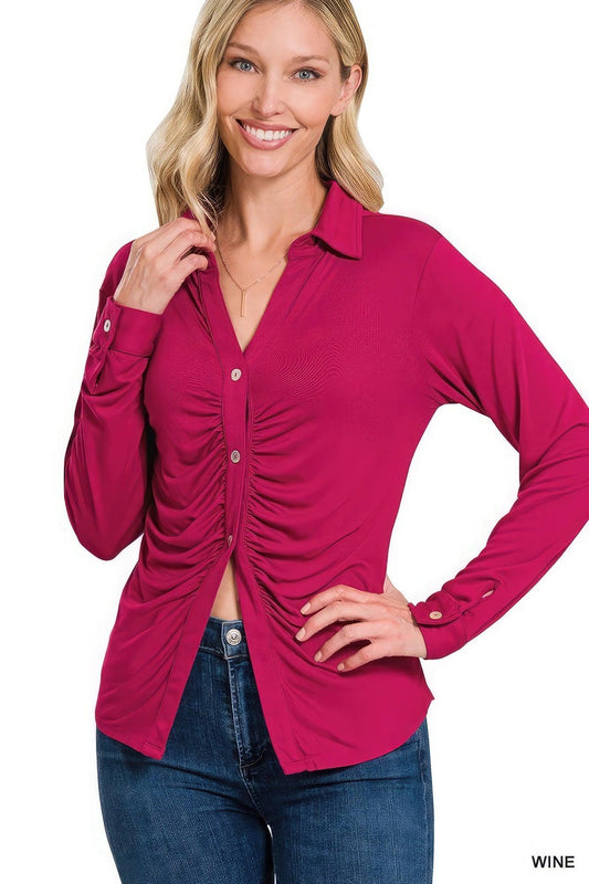 Stretchy Ruched Shirt | Mixtshop LLC