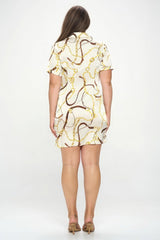 Plus Chain Belt Print Short Sleeve Wrap Tie Dress | Mixtshop LLC