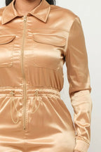 Front Zipper Pockets Top And Pants Jumpsuit | Mixtshop LLC
