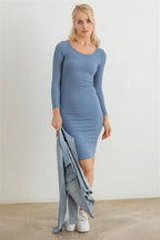 Ribbed Crew Neck Long Sleeve Mini Dress | Mixtshop LLC