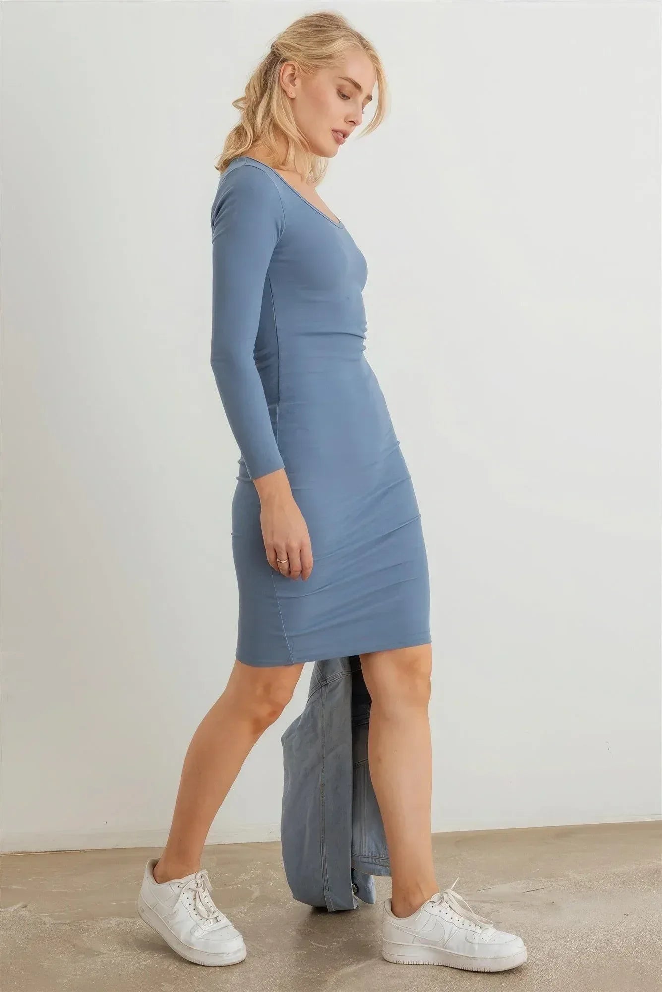 Ribbed Crew Neck Long Sleeve Mini Dress | Mixtshop LLC