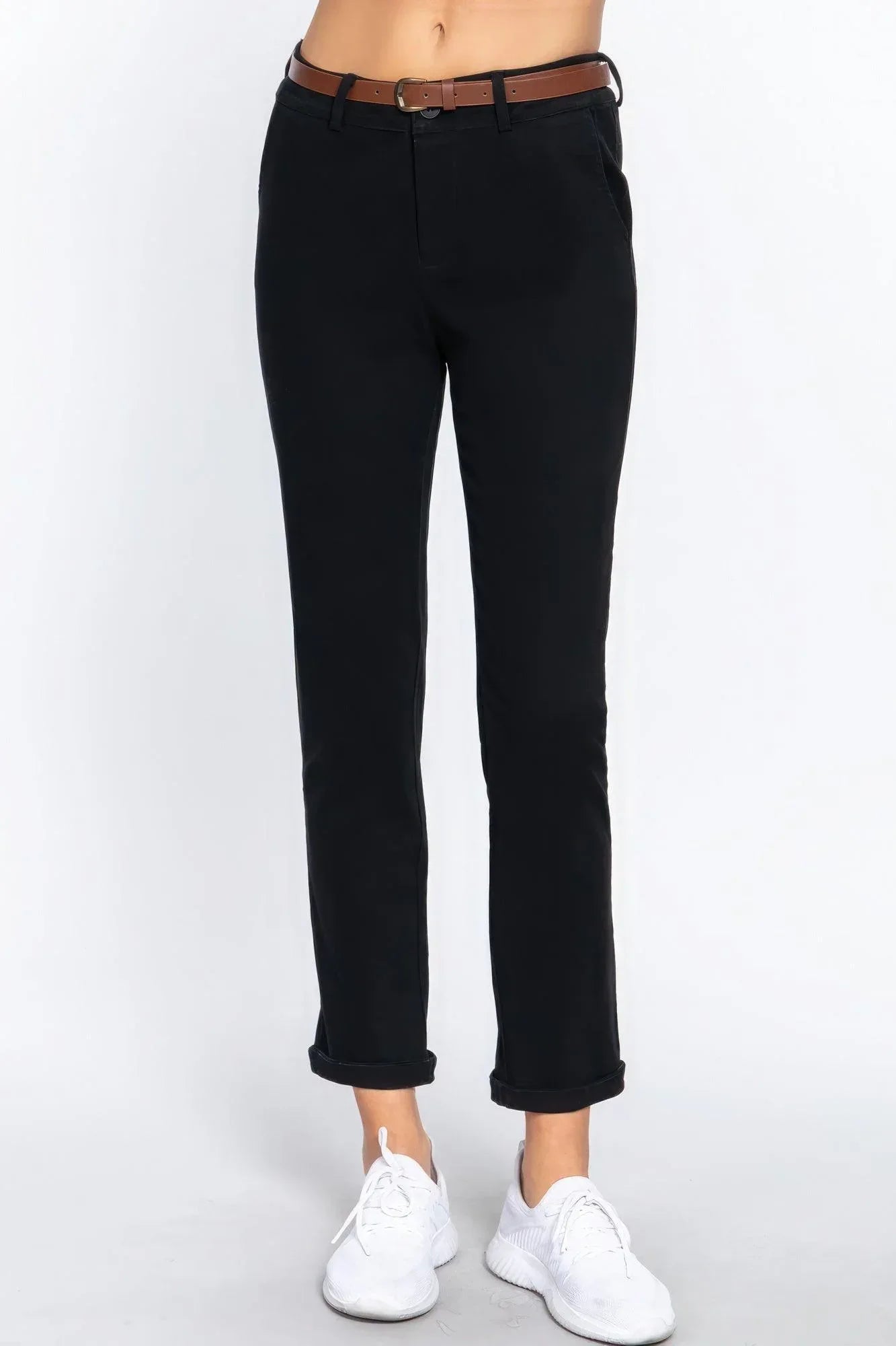 Cotton-span Twill Belted Long Pants | Mixtshop LLC Main image