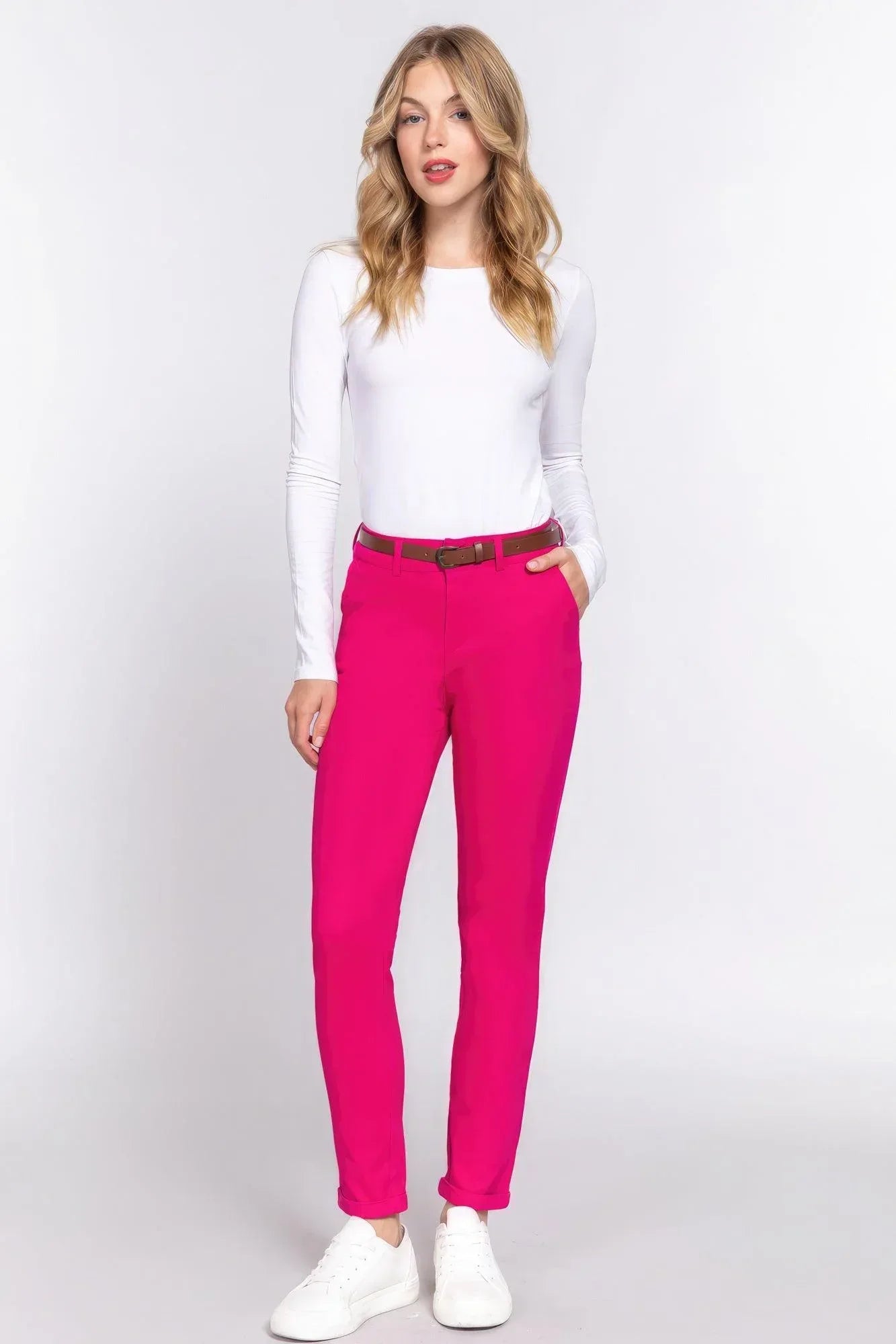 Cotton-span Twill Belted Long Pants Secondary image