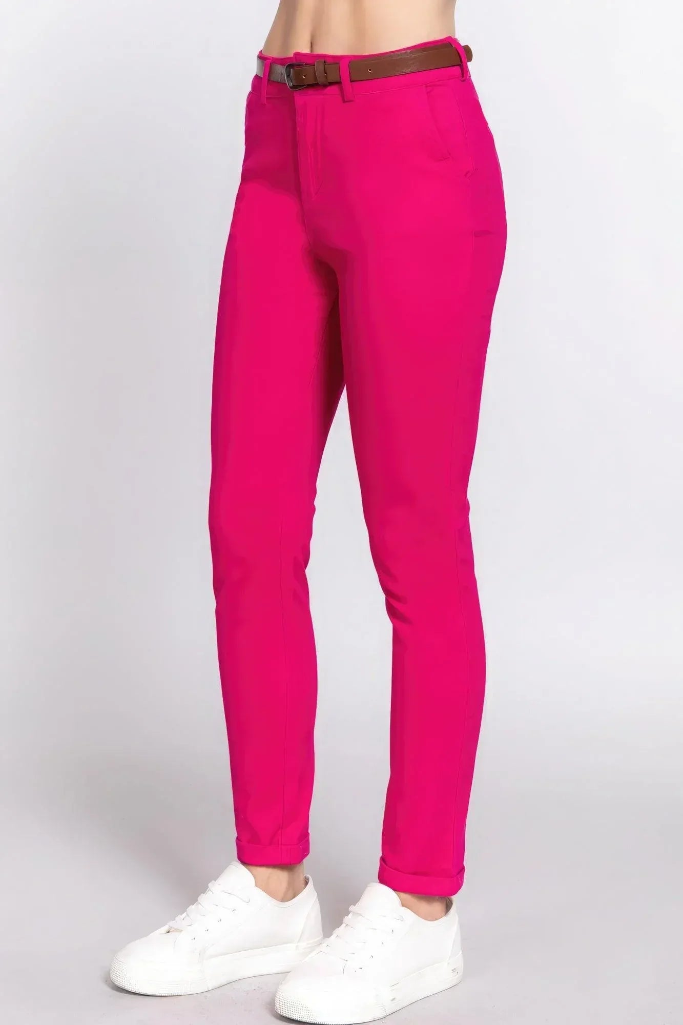 Cotton-span Twill Belted Long Pants | Mixtshop LLC