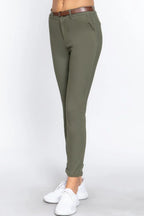 Cotton-span Twill Belted Long Pants | Mixtshop LLC