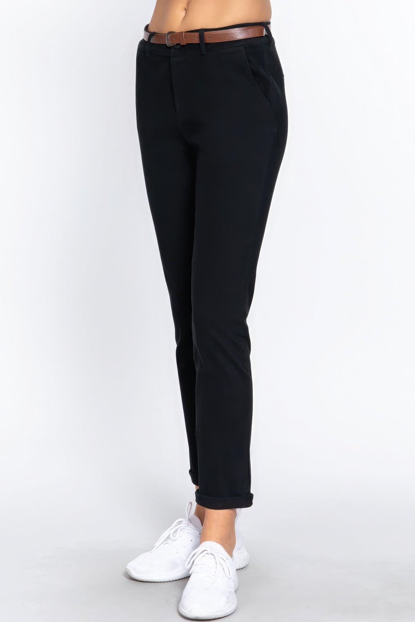 Cotton-span Twill Belted Long Pants | Mixtshop LLC