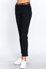 Cotton-span Twill Belted Long Pants | Mixtshop LLC