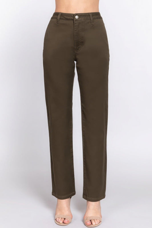 Straight Fit Twill Long Pants | Mixtshop LLC