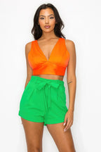 Smock V-neck Satin Bra Top | Mixtshop LLC