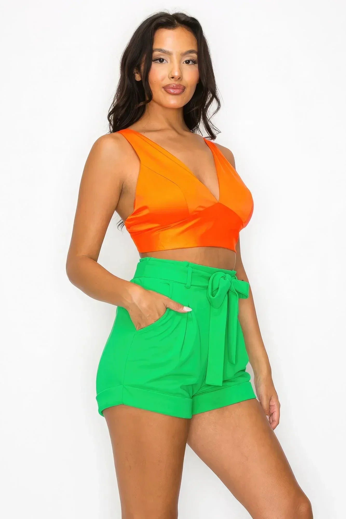 Smock V-neck Satin Bra Top | Mixtshop LLC