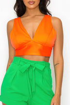 Smock V-neck Satin Bra Top | Mixtshop LLC