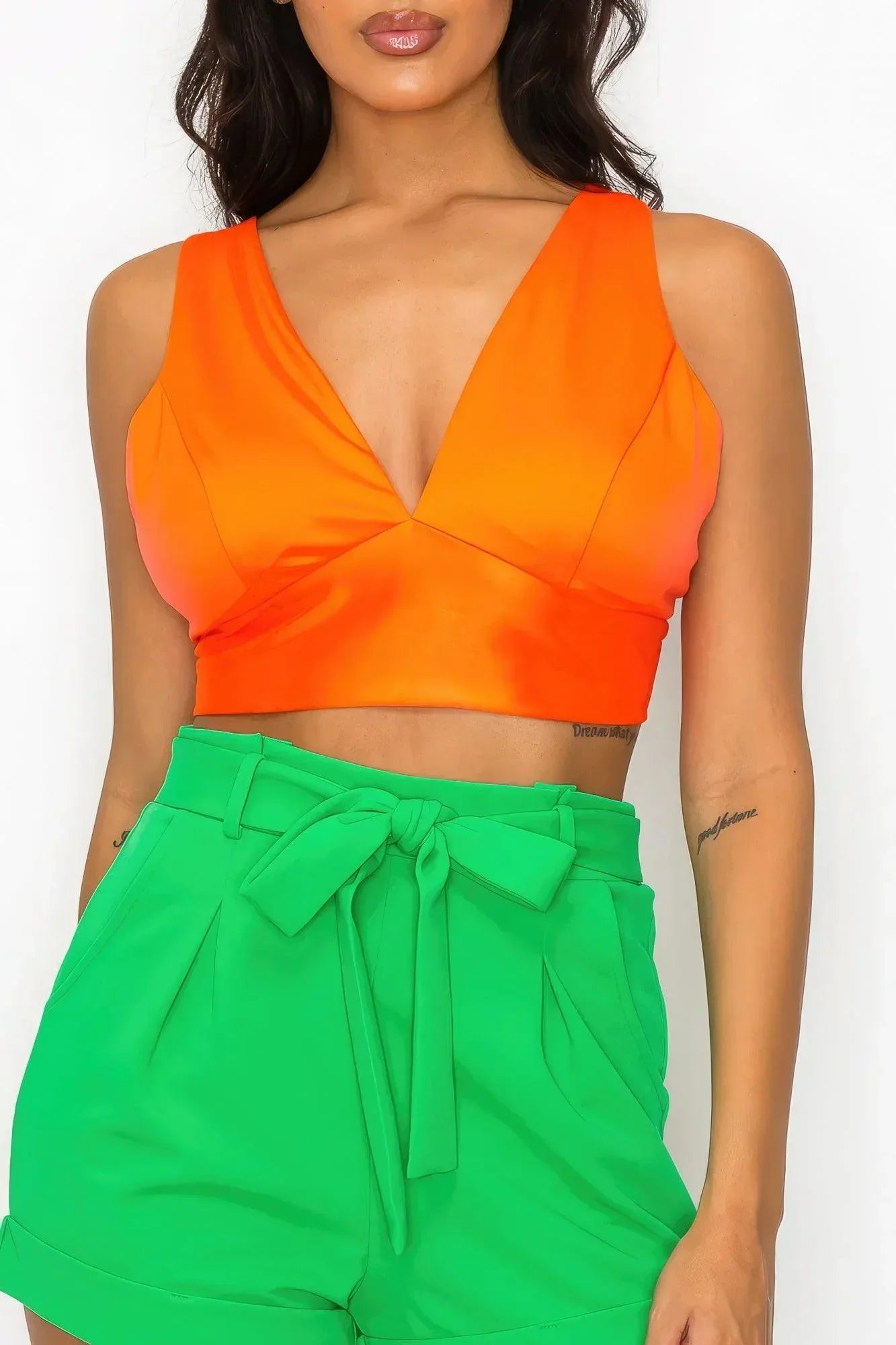 Smock V-neck Satin Bra Top | Mixtshop LLC