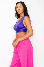 Smock V-neck Satin Bra Top | Mixtshop LLC