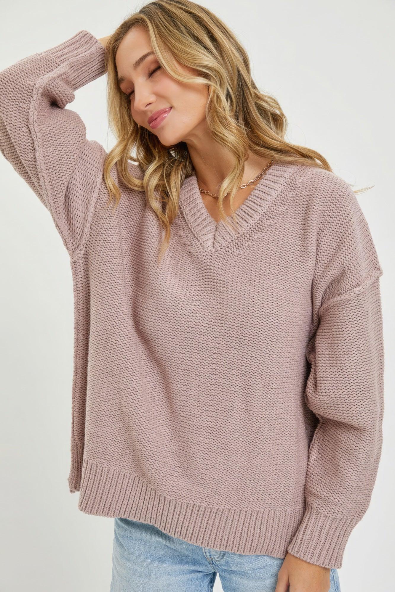 V Neck Oversized Sweater | Mixtshop LLC