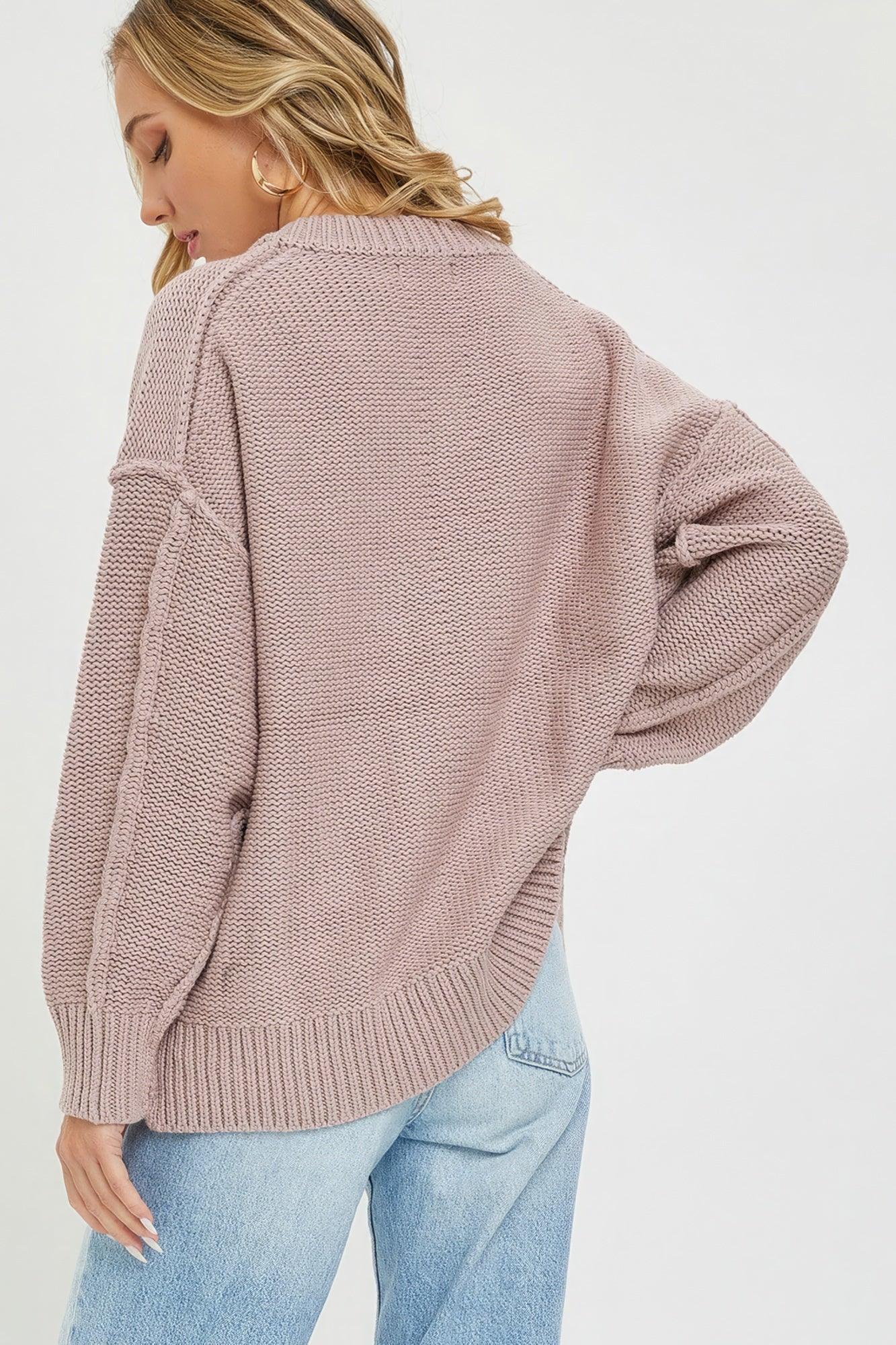 V Neck Oversized Sweater | Mixtshop LLC