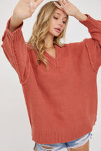 V Neck Oversized Sweater | Mixtshop LLC