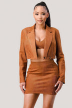 Diagonal Bralette With Cropped Blazer Jacket & Mini Skirt 3pcs Sets | Mixtshop LLC