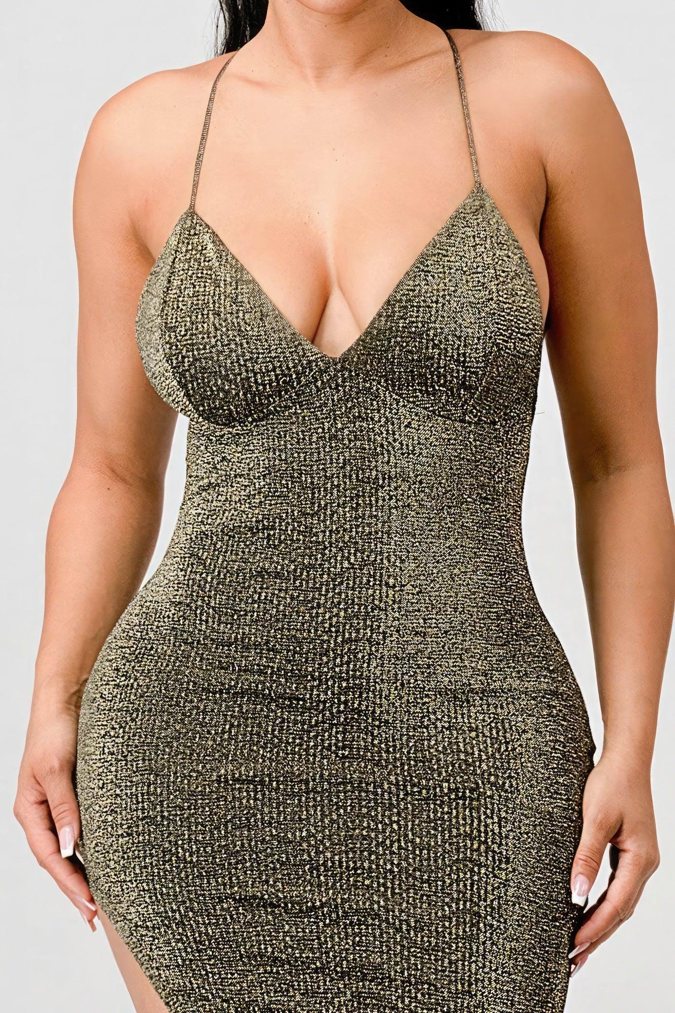Metallic Glitter Sweetheart Dress | Mixtshop LLC
