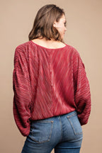 Satin Pleated Drawstring Top With Snap Button | Mixtshop LLC