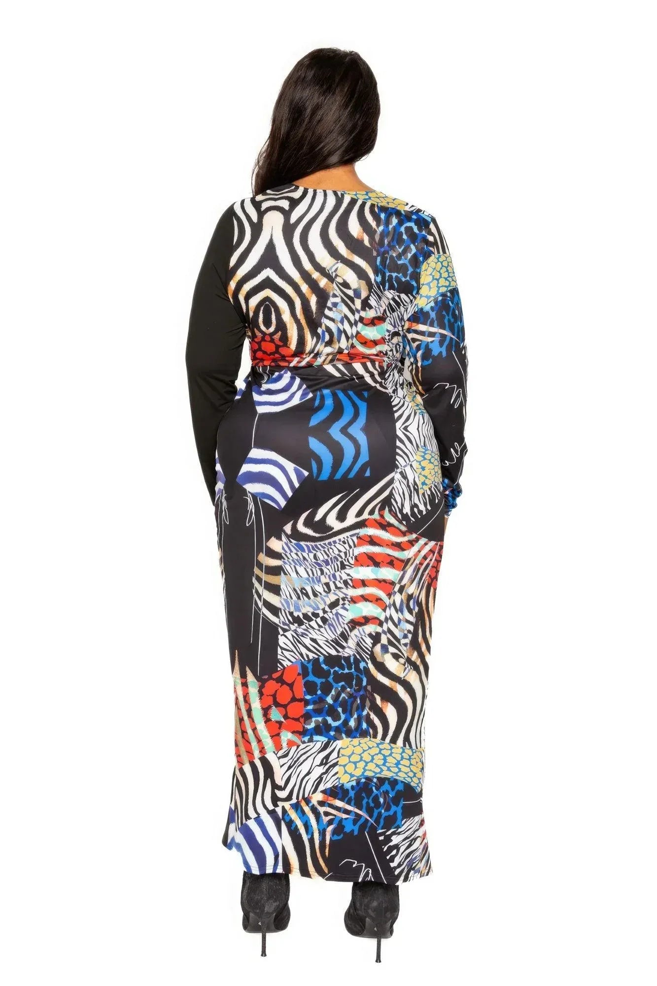 Animal Print Splice Dress With High-low Hem | Mixtshop LLC
