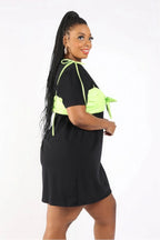 Matte Pu Bra Overlay T Shirt Dress | Mixtshop LLC