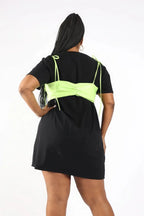 Matte Pu Bra Overlay T Shirt Dress | Mixtshop LLC